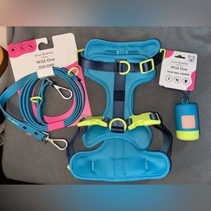 Wild One Medium Harness, Leash, & Poop Bag Bundle for Dogs - Blue